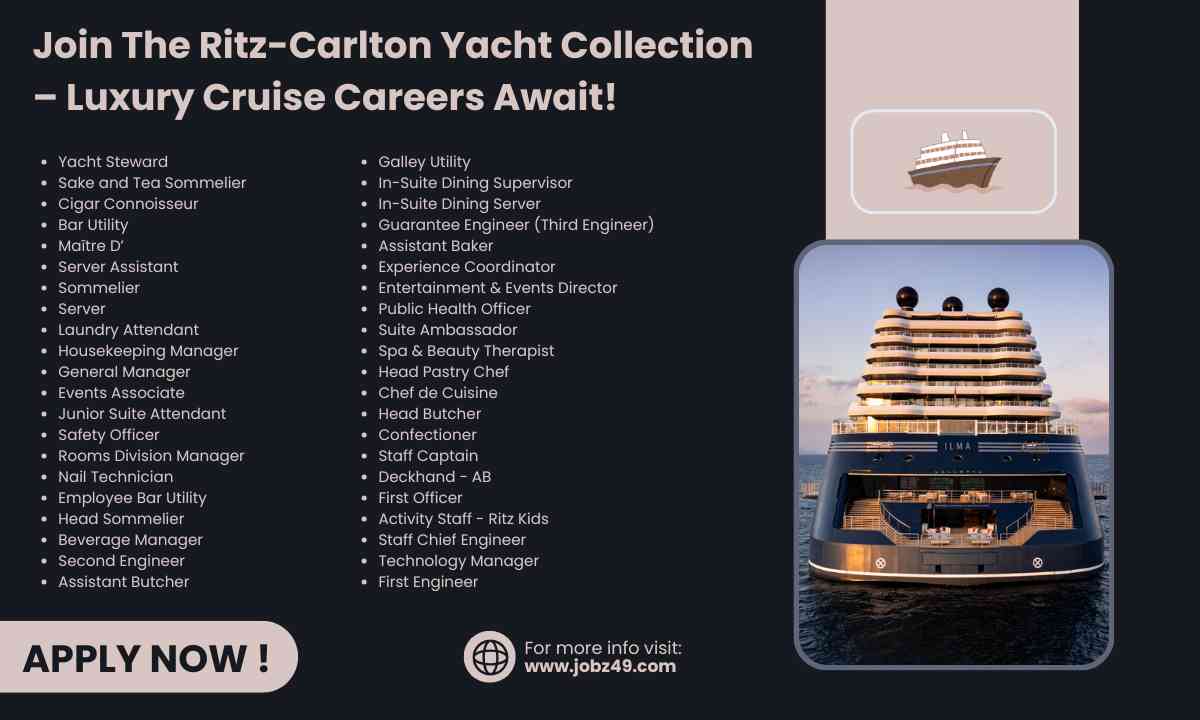 Now Hiring: Exceptional Careers with The Ritz-Carlton Yacht Collection Cruise Line!